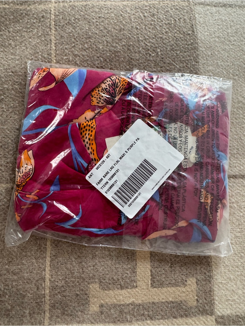 NWT Farm Rio Floral Pink Slip Dress with Blue Accents - Picture 3 of 4